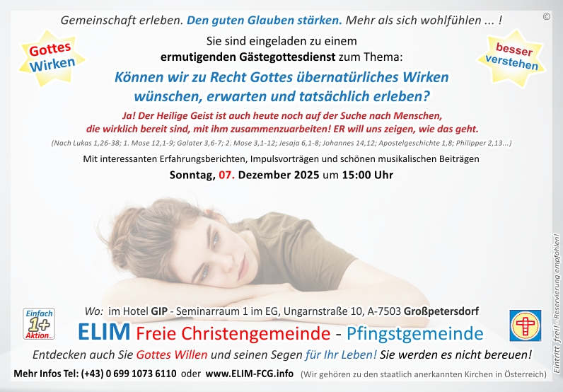 Besuchen Sie unsere Gaestegottesdienste! Sie koennen vielen Menschen helfen.