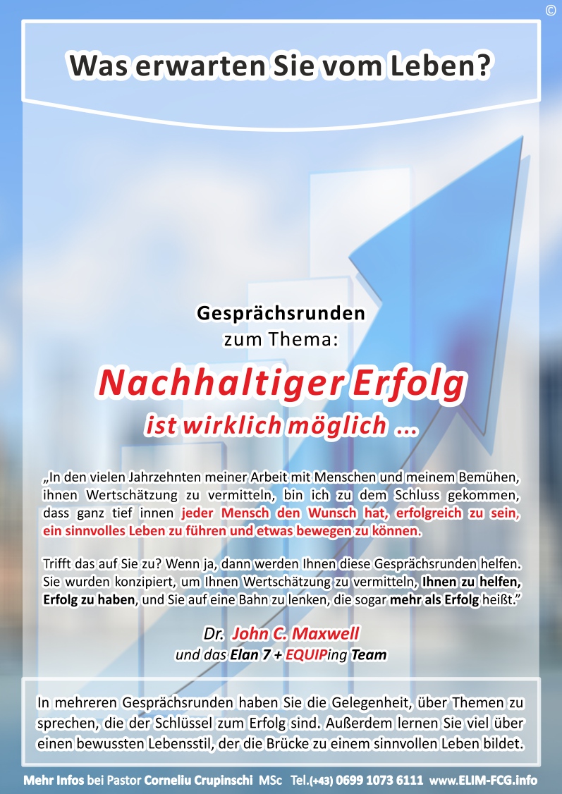 Besuchen Sie die Gesprchsrunden zum Thema: Nachhaltiger Erfolg ist wirklich mglich!