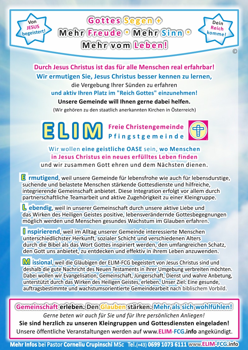 Wir ermutigen Sie, Jesus Christus besser kennen zu lernen!