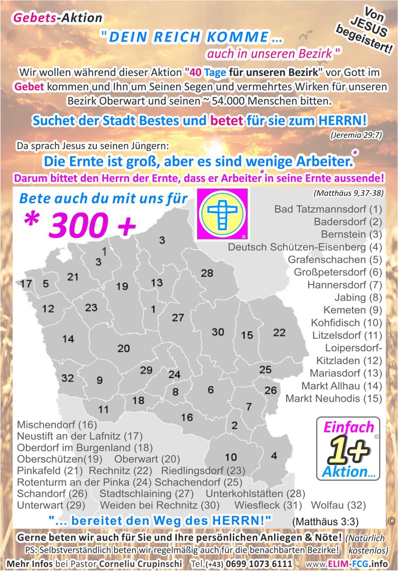Gebets-Aktion 40 Tage fr unseren Bezirk in Suedburgenland. Beten Sie mit?