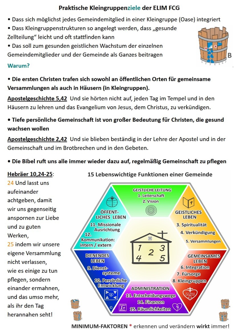 Glaube braucht Beziehung – zu Gott und zueinander - Die ELIM-Kleingruppen helfen uns diese Ziele zu erreichen