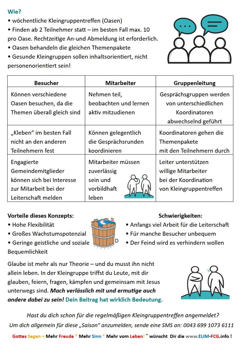 Gemeinsam Glauben leben - Jetzt in einer ELIM-Kleingruppe aktiv und konstruktiv mitmachen